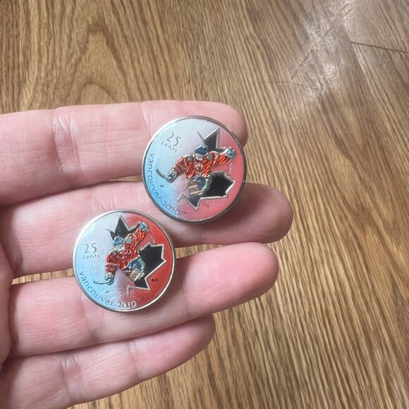 Paralympics Cuff Links Canada Quarters Coins Sledge Hockey Winter 925 Silver - Picture 10 of 10